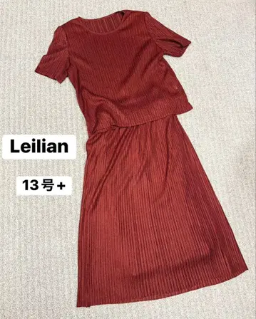 Leilian 버건디 셋업 13호+ 빨간색 레이스 스커트