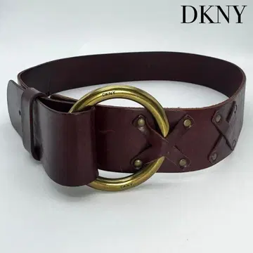 DKNY 다나카란 와이드폭 가죽 벨트 골드 여성용 보르도