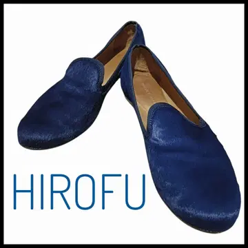 새상품급 HIROFU 펌프스 벨로아 블루 36 이탈리아제 고급 로퍼