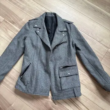 그레이 싱글 라이더 자켓 M 사이즈 울 코트