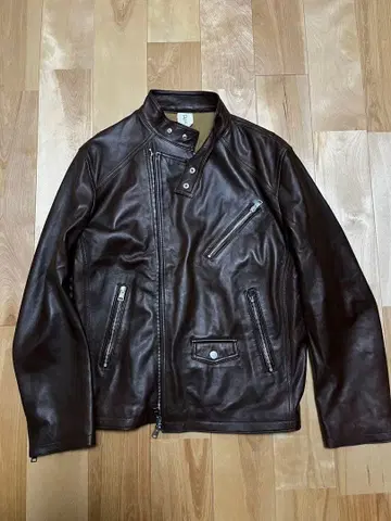 DELAN 세미 더블 가죽 라이더 자켓