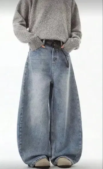 새상품급 데님 블루 와이드 팬츠 벌룬 팬츠