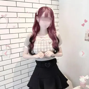 더블 리본 체크 블라우스 HONEYMEW