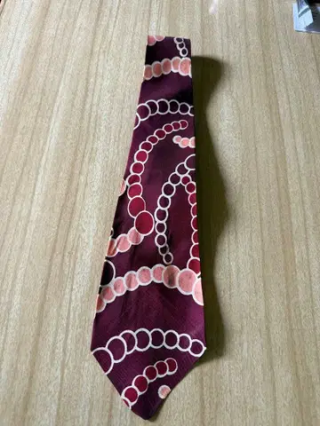 40s 50s 빈티지 버건디 원형 무늬 넥타이 로카빌리