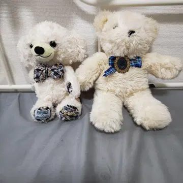 리본 포함 화이트 곰 봉제 인형 2체