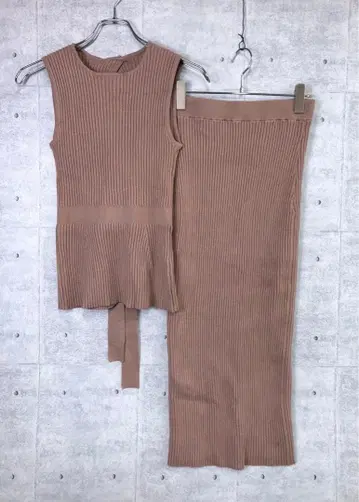 EIMY ISTOIRE 리브 니트 롱 스커트 슬리브리스 셋업