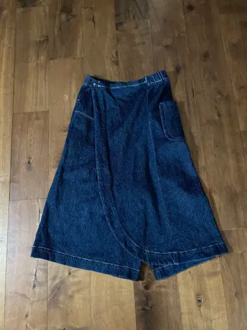 tumugu 가우초 팬츠 랩 스커트풍 큐롯 와이드 팬츠 데님