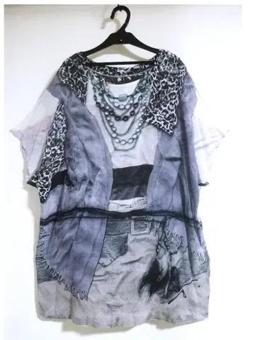 피노레 PINORE 세탁 가능 트롱프뢰유 시어 와이드 튜닉 40