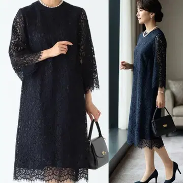 [미사용 새상품] 데밀룩스 빔즈 올 레이스 원피스 포멀 네이비 M