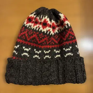 페어아일 패턴 니트 모자 울 소재 프리 사이즈