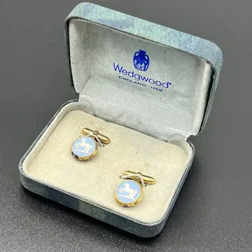 WEDGWOOD 웨지우드 커프스 말 원형 블루 골드