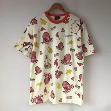 미사용 치이카와 파크 한정판 T셔츠 토끼 올 패턴 문어 소시지 XL