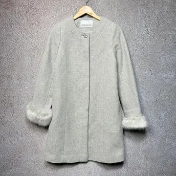 NATURAL BEAUTY BASIC 트위드 샤크 노카라 코트