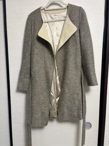 그레이 울 혼방 롱 코트