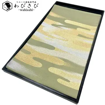 후쿠로 오비 츠즈레 고급 에가스미 패턴 금은사 얇은 버들색 O-4266