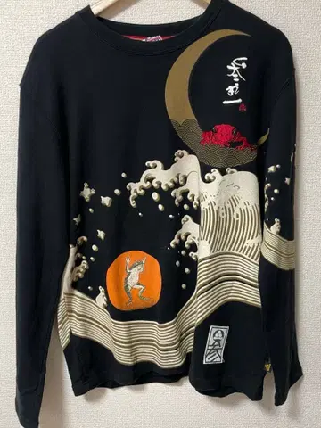 산마루이치 개구리 일본풍 패턴 긴팔