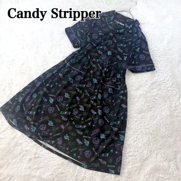 Candy Stripper 셔츠 원피스 올 패턴 로고 반팔