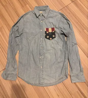 랄프 로렌 데님 셔츠 성조기 포켓 부착