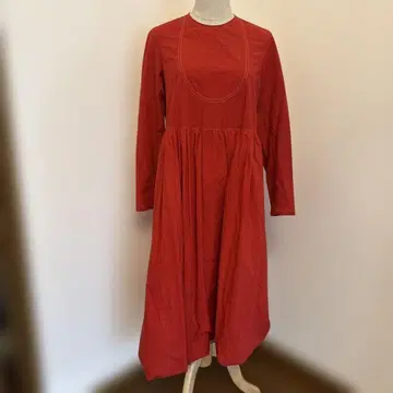 susuri 레드 A라인 원피스 긴팔