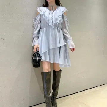 SNIDEL Sustainable 프린트 프릴 미니 원피스