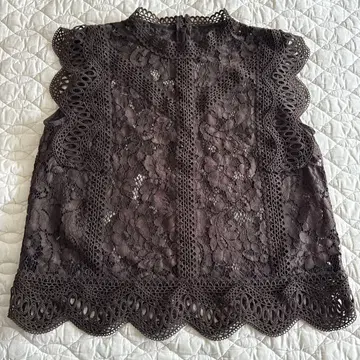 ANAYI 레이스 스탠드넥 블라우스 38 다크 브라운