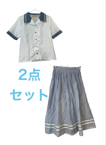 핀토 마린 스타일 블라우스 & 스커트 코디 세트