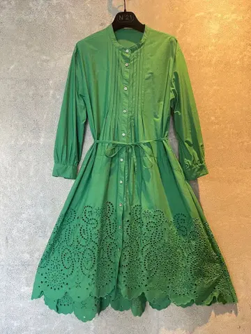 (주)킹 mistico 자수 레이스 원피스 그린