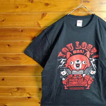 반팔T셔츠 여우 진로우 좀비 장미 빅 프린트 블랙 L 구제 의류