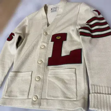 빈티지 STADIUM PRODUCT 베이지 레터드 가디건