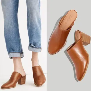 Madewell 가죽 뮬 우드 힐 25.5cm