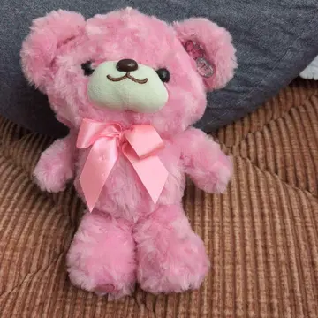 핑크색 리본 포함 곰 봉제 인형