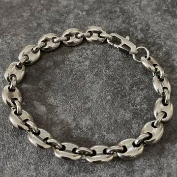 멕시칸 주얼리 실버 925 돼지코 앵커 체인 팔찌 얇은