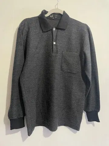 새상품급 던힐 이탈리아제 100% 울 니트 피케 셔츠 36 짙은 그레이