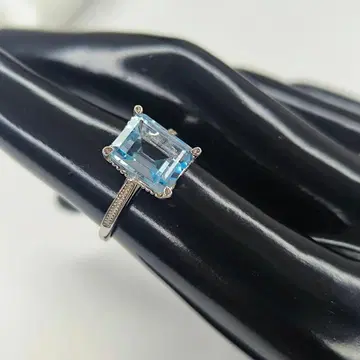 천연 아쿠아 마린 실버 반지 925 프리 사이즈