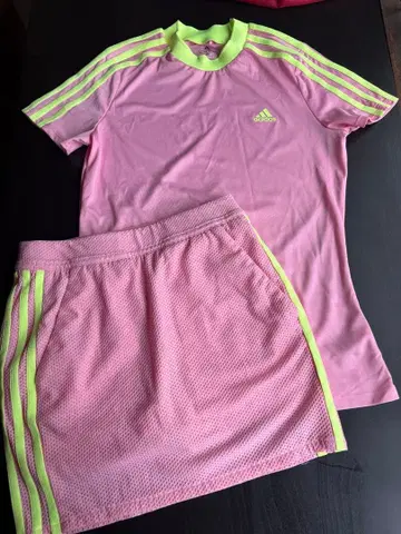 adidas 골프웨어 세트 핑크/라임 그린