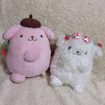 초레어 폼폼푸딩 마카롱 봉제 인형 체리 리본
