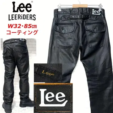 Lee RIDERS 코팅 블랙 데님 광택 소가죽 라벨 신치 벨트