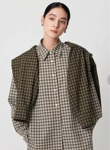 BEAUTY&YOUTH 폴리에스테르 울 론 체크 셔츠