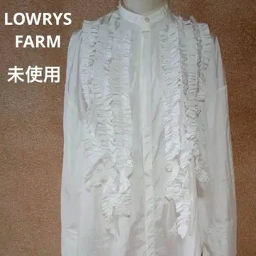 미사용 LOWRYS FARM 나일론 프릴 셔츠 원피스 화이트