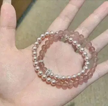 핑크 펄과 비즈 팔찌 2개 세트