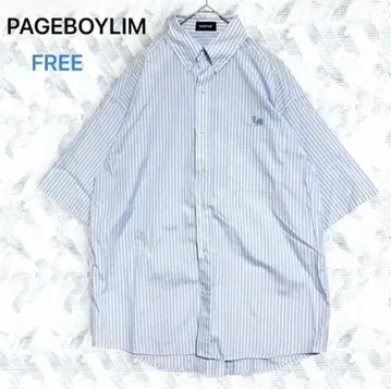 페이지 보이 림 자수 로고 스트라이프 반팔 셔츠 ( F ) 폴리 레이온