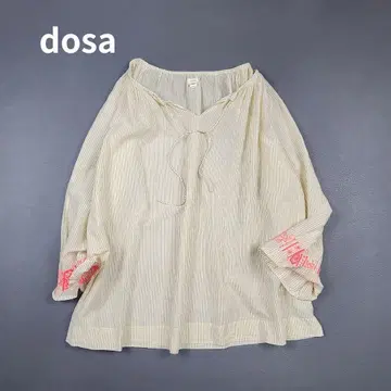 dosa 인도면 블라우스 자수 스트라이프 카프탄 튜닉