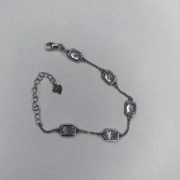 실버 직사각형 클리어 스톤 팔찌