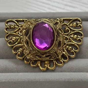 빈티지풍 골드 컬러 브로치 골드 보라색 유품 정리 0410-14