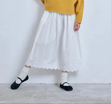 Gauze# 앤티크 스캘럽 레이스 개더 스커트