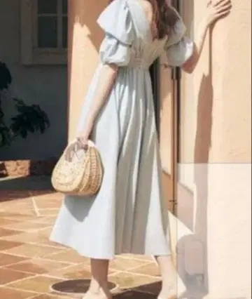 eimy 리플 더블 퍼프 플레어 원피스