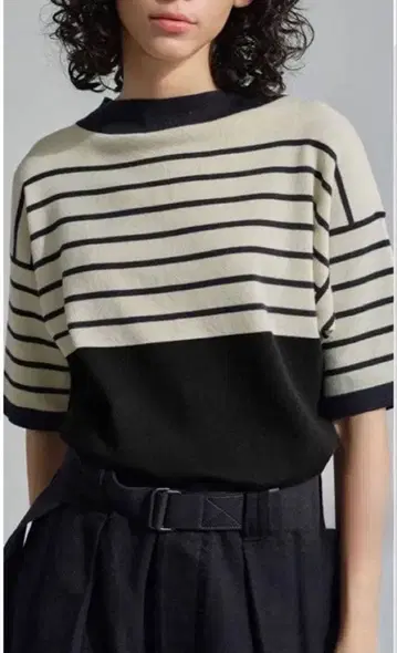 MARGARET HOWELL 24SS 코튼 캐시미어 반팔 니트 보더