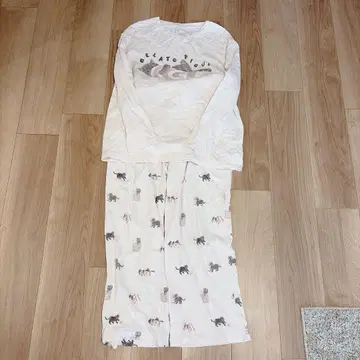 [ 상하의 세트 ] 젤라또피케 고양이 긴팔 티셔츠 긴바지 세트 핑크