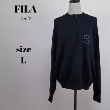 [ a1912 ] FILA 휠라 하프 지퍼 니트 긴팔 L 블랙 로고