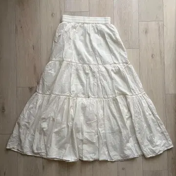 구제 의류 화이트 플레어 스커트 레이스 코튼 emerald motel
